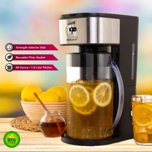 Brentwood - Iced Tea and Coffee Maker with 64 Ounce Pitcher - Black